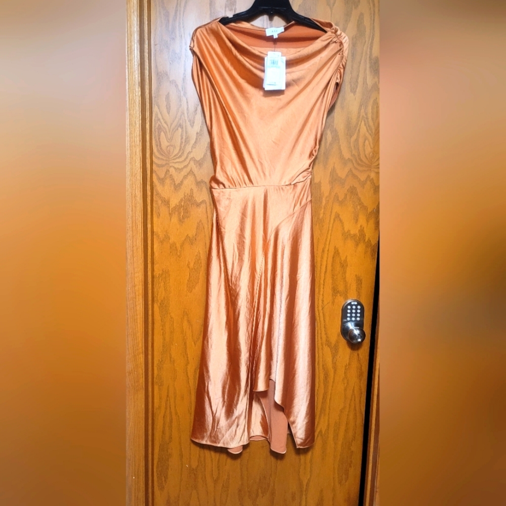 A.L.C Jasmine draped pintucked hammered-satin midi dress size US 6